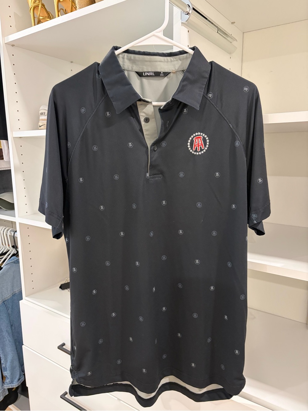UNRL Barstool Men's Black Golf Polo with Signature Crest